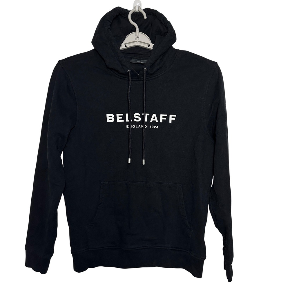 BELSTAFF 1924 Hoodie Black Mens L Pullover Phoenix Logo Luxury Streetwear Cotton